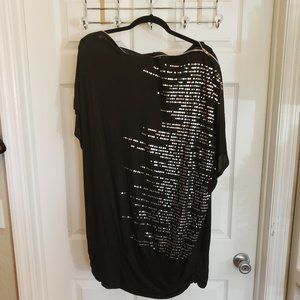 Black/Silver Adjustable Off Shoulder Tunic 2x/3x